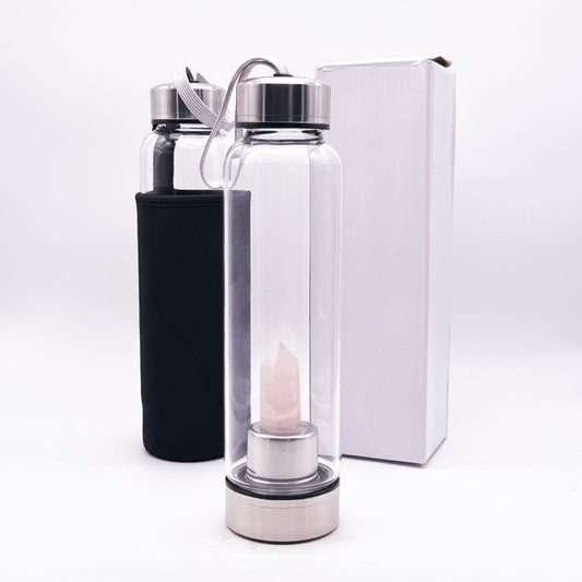Rose Quartz- Healing Elixir Crystal Water Bottle