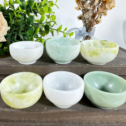 Hand Carved Natural Afghan Crystal Jade Bowls